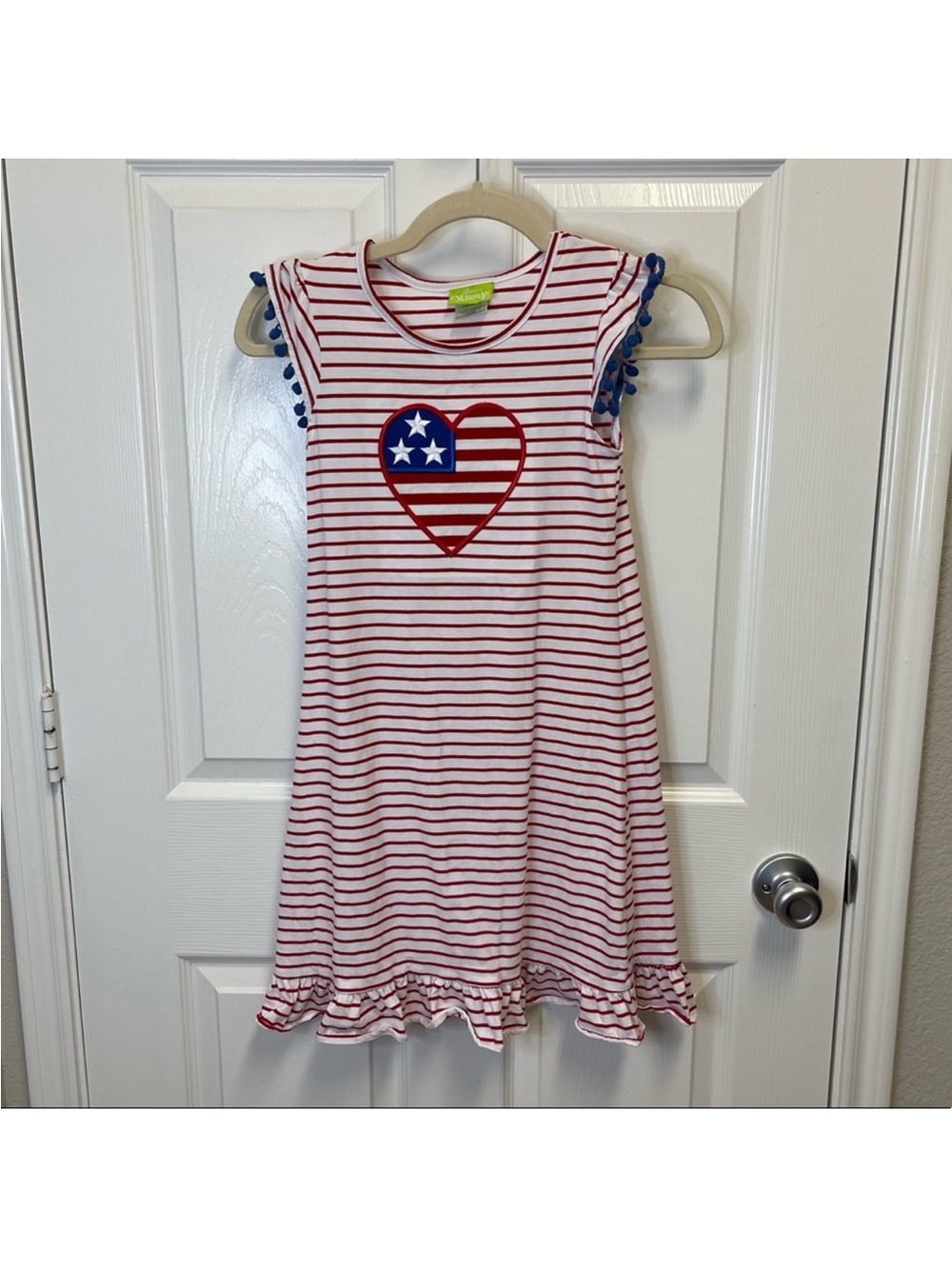 Classic Whimsy Striped Flag themed Dress. Girls Sz 8